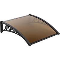 Marquesina para Puertas Ventanas Toldo Sólido Porche Delantero- Sombra Exterior-Techo (60x100cm- Marrón)